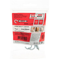 Анкер дюбель Tech-Krep Молли RO с полукольцом М4х32 4 шт - пакет 112290