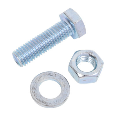 Болт Tech-Krep/Zitar DIN933 с шестигранной головкой, оцинкованный М12х40 + гайка + шайба 2 шт - пакет 136922
