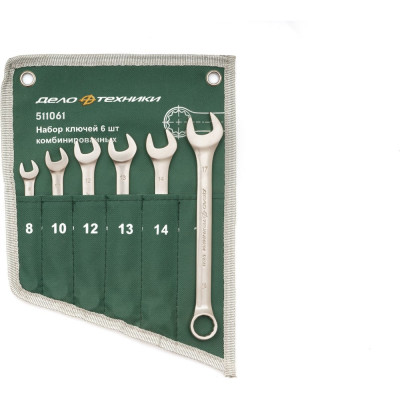 Набор ключей Дело Техники комбинированных 6 штук, планшет тетрон. 511061