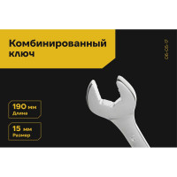Комбинированный ключ 15мм Inforce, Сталь Cr-V, профессиональный, 06-05-17