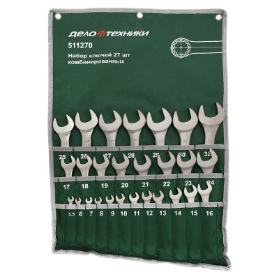 Набор ключей Дело Техники комбинированных 27 штук, планшет тетрон. 511270