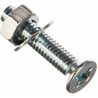 Винт с потайной головкой DIN965 оцинкованный М4x20 мм, в комплекте с гайкой и шайбой, 20 шт в пакете Zitar 114059