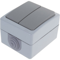 Выключатель, 2 клавиши UNIVersal Аллегро IP54, серый 1280