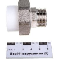 Комбинированная разъемная муфта (американка) PRO AQUA PP-R НР белая d-25 мм 3/4" PA21014b