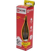 Светодиодная лампа IN HOME LED-СВЕЧА НА ВЕТРУ-deco 5Вт 230В Е27 3000К 450Лм прозрачная 4690612007649