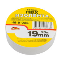 Клейкая изоляционная лента РемоКолор ПВХ, белая, 19 мм х 20 м 49-9-025