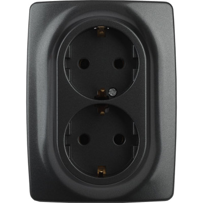 Розетка ЭРА 12-2106-05 2X2P+E Schuko, 16A-250В, IP20, антрацит Б0031232