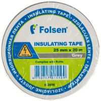 Изоляционная лента FOLSEN 25мм x 20м, серая 012606