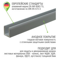 Швеллер ALBERTS алюминиевый, серебро 8,9x10x1,5х1000мм, 30104