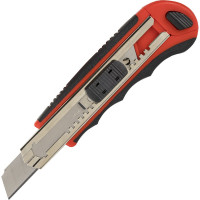 Нож 18 мм, автофиксатор, резиновые вставки, + 6 лезвий, блистер BRAUBERG 230922