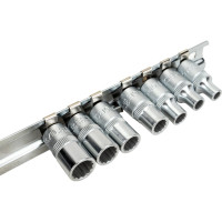 Набор головок 1/4", 12 гранные, дюймовые, на планке,11 шт. FORCE 21110