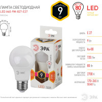 Светодиодная лампа ЭРА LED A60-9W-827-E27 диод, груша, тепл Б0032246
