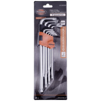 Набор ключей Г-образных TORX с отверстием TH10-TH50 9 предметов AV Steel AV-369309