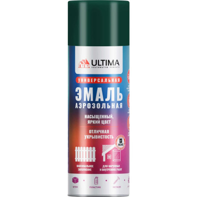 Аэрозольная краска ULTIMA RAL 6005 ЗЕЛЕНЫЙ МОХ универсальная 520 мл ULT033