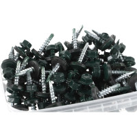 Кровельный саморез ГОСКРЕП 4.8х28 RAL 6005 зеленый мох, 70 шт., пл.конт. 280 мл 2-0017320