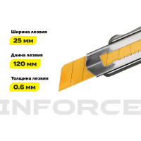 Строительный нож 25 мм в металлическом корпусе Inforce 06-02-14