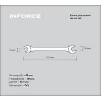 Рожковый ключ 8x10мм Inforce, Сталь Cr-V, профессиональный, 06-05-57