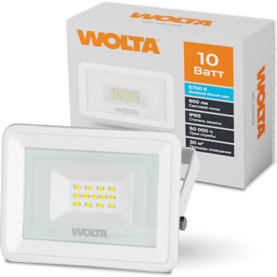Светодиодный прожектор Wolta 5700K, 10 W SMD, IP 65, цвет белый, слим WFL-10W\/06W WFL-10W/06W