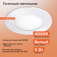 Точечный светильник Lumin'arte 5Вт встраиваемый с выносным драйвером DLUSWH-DLL5W
