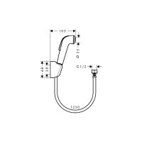 Гигиенический ручной душ со шлангом 125 см и держателем HANSGROHE 32127000 00000034558