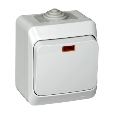 1-клавишный выключатель Systeme Electric Lexel Этюд Серый с подсветкой IP44, наружный BA10-045C