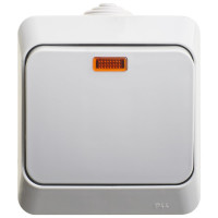 1-клавишный выключатель Systeme Electric Lexel Этюд Серый с подсветкой IP44, наружный BA10-045C