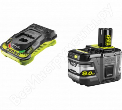 Ryobi набор one+: аккумулятор 9.0ач и зарядное устройство rc18-150 rc18150-190 5133004421