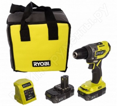 Ryobi бесщеточная ударная дрель-шуруповерт r18pd5-220s 5133003734