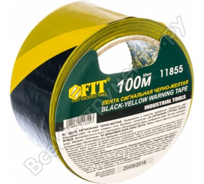 FIT IT Лента сигнальная, черно-желтая , 50*100м 11855