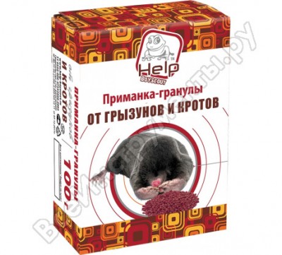 HELP Приманка-гранулы для уничтожения КРОТОВ, коробка 100 г 80111