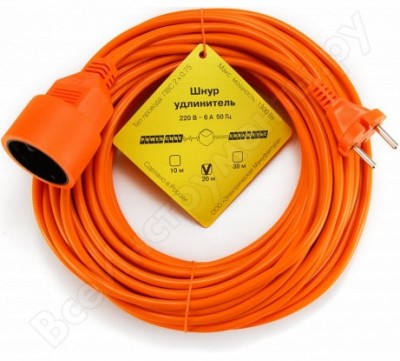 Power cube удлинитель в бухте 6а 1роз. 20м оранж. pc-e1-b-20