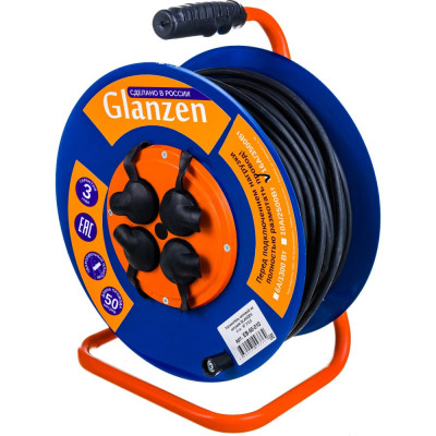 Силовой удлинитель на катушке GLANZEN EB-50-010 00012297