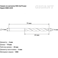 Gigant Сверло по металлу HSS 4x75 DBM 11019