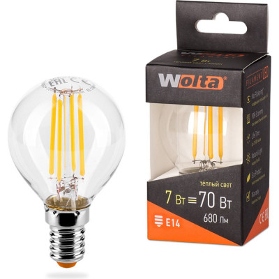 Wolta Лампа LED FILAMENT, 3000К, 25Y45GLFT7E14