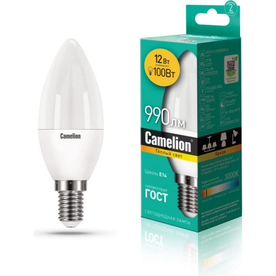 Camelion led12-c35/830/e14 эл.лампа светодиодная 12вт 220в 13687