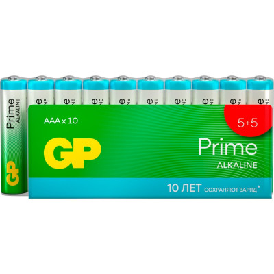 GP Батарейки мизинчиковые алкалиновые АAА Prime Alkaline, набор 10 шт. 19796