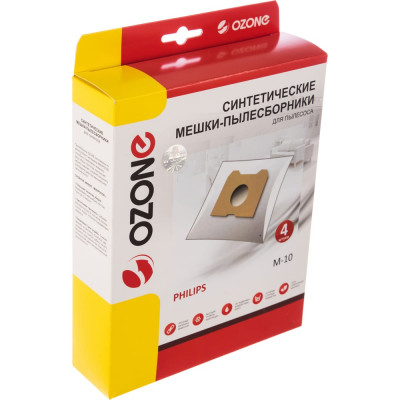OZONE M-10 оригинальные синтетические мешки-пылесборники 4 шт. для Philips Athena/ HR 6947 M-10