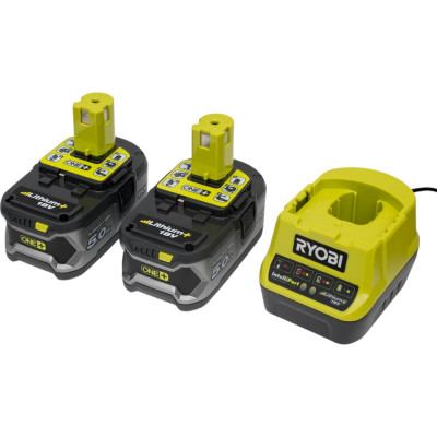 Ryobi ONE+ Li-Ion 2 аккумулятора 5.0Aч + зарядное устройство RC18120, RC18120-250 5133003364