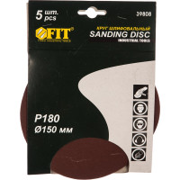 Круг шлифовальный (5 шт; 150 мм; Р180) для шлифовальных станков Fit 39808