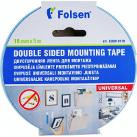 Универсальная лента для монтажа Folsen 19ммх5мx1,1мм белая вспененный РЕ в индивидуальной упаковке 030810519