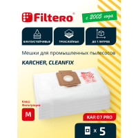 Мешки для пылесоса Karcher, Columbus, Comac, Fiorentini, Nilfisk, Sprintus, Viper трехслойные синтетические Filtero KAR 07 Pro 7л 5шт 05674