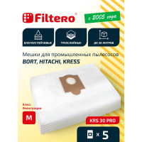 Мешки для пылесоса Kress, Bort, Hitachi трехслойные синтетические Filtero KRS 30 Pro 30л  5шт 05647