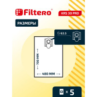 Мешки для пылесоса Kress, Bort, Hitachi трехслойные синтетические Filtero KRS 30 Pro 30л  5шт 05647