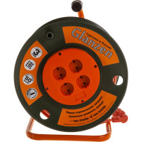Силовой удлинитель на катушке 4 гн. 50 м ПВС 2х2,5 GLANZEN EB-50-008 00-00000525