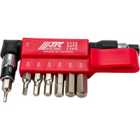 Набор шестигранных вставок 1/4 DR HEX 2,3,4,5,6,7,8 с Г-образным держателем 8шт JTC 5359