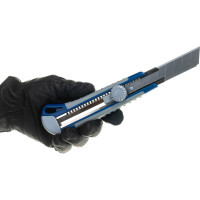 Технический нож, лезвие 25мм, двухкомпонентный корпус, металлическая направляющая, фиксатор КОБАЛЬТ 242-168