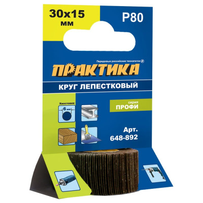 Круг лепестковый с оправкой (30х15 мм; P120) ПРАКТИКА 648-908