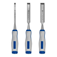 Набор плоских стамесок: 8, 16, 22мм, длина 140мм, CR-V, двухкомпонентные рукоятки, 3шт КОБАЛЬТ 245-664