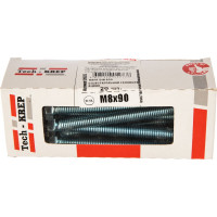 Болт DIN 933 с шестигранной головкой, оцинкованный М8х90, 20шт - коробка Tech-Krep 126515