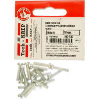 Винт DIN 84 с цилиндрической головкой, оцинкованный М4х16, 18шт - пакет Tech-Krep 102983